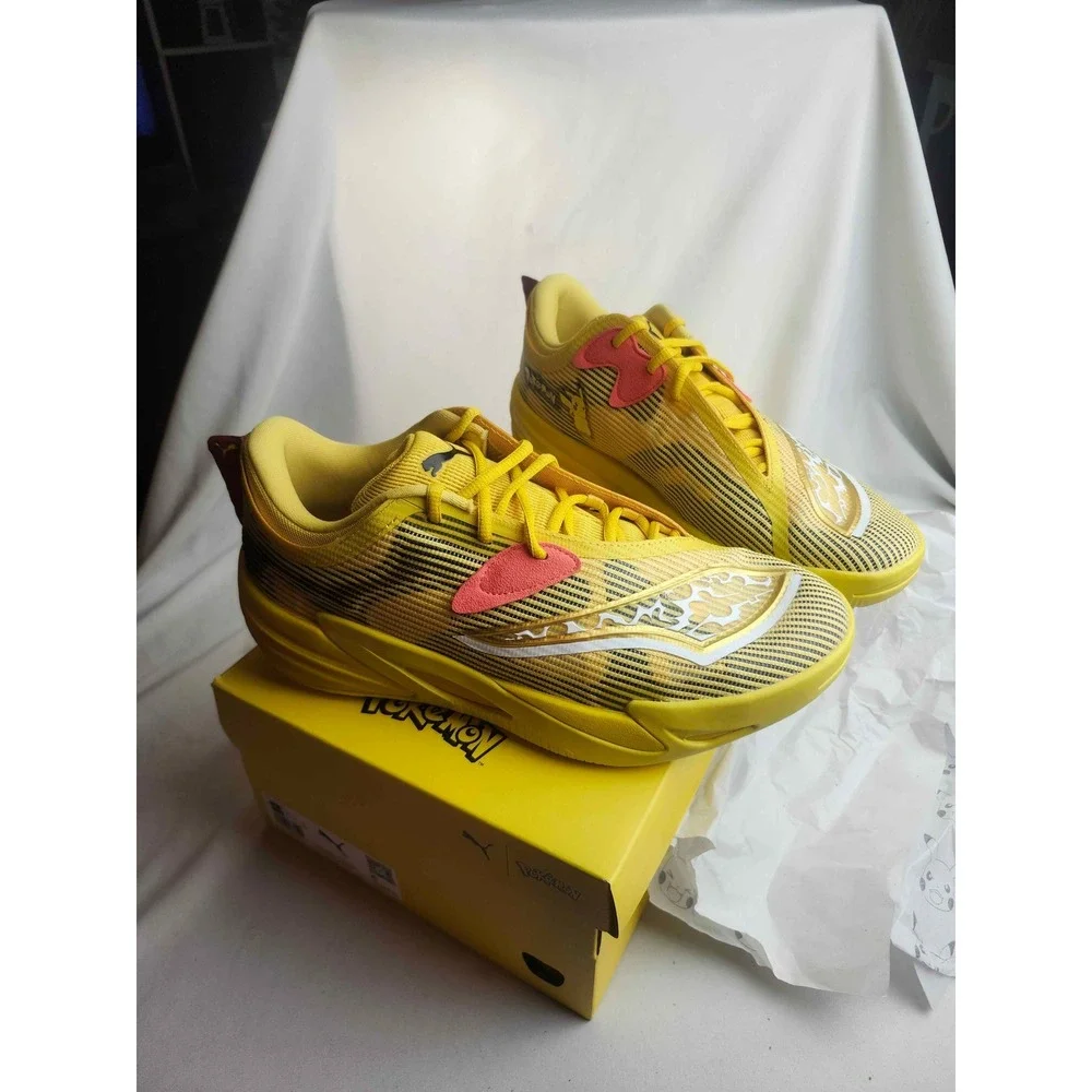Puma x Pokemon TRC Blaze Court Pikachu Yellow Basketball Shoes Mens 10.5